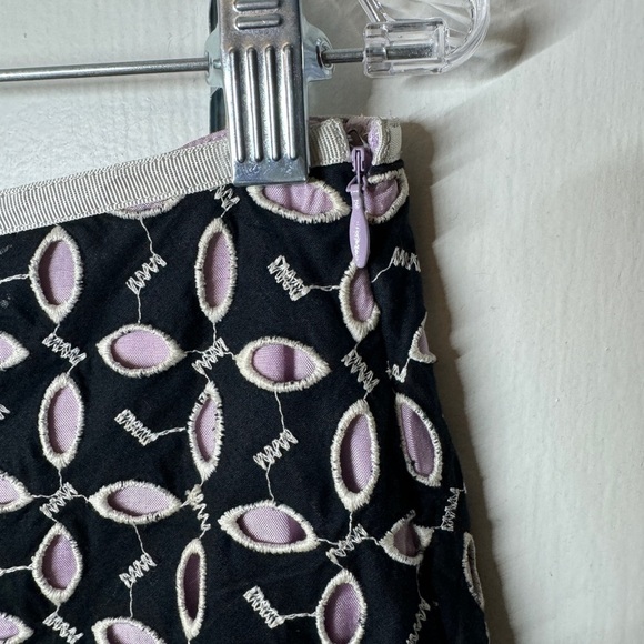 Vintage Snak Y2K Lavender Purple Black Leaf Floral Cut Out Mod A Line Skirt 6 - Picture 6 of 14